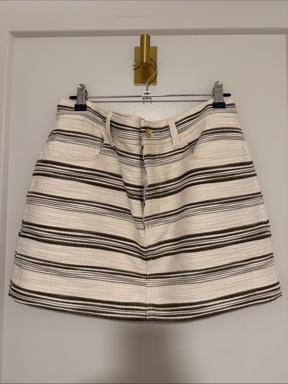 Madewell Cream and Brown Striped Skirt